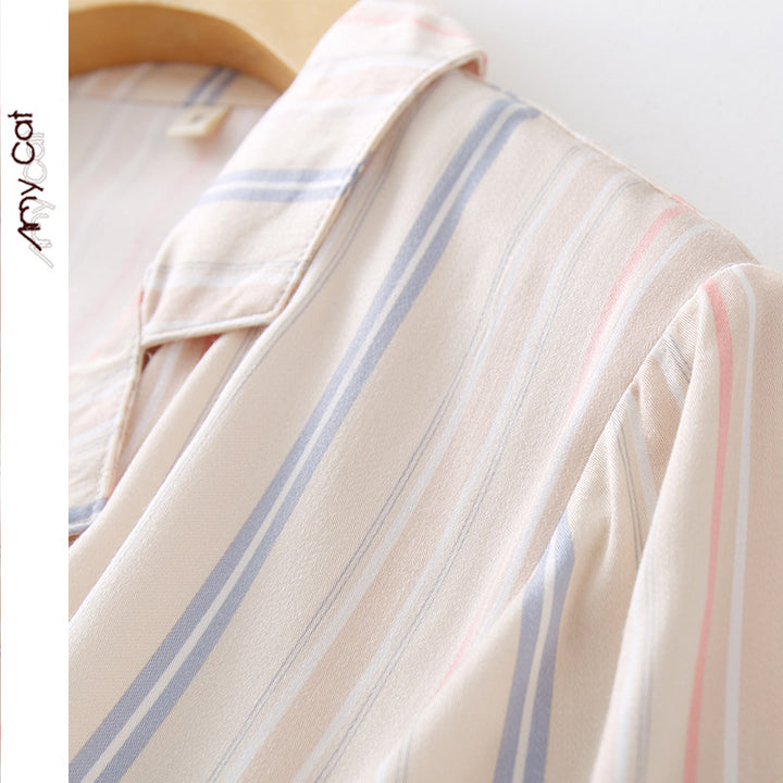 Dame fritids-pyjama-sæt med blomstret print og åndbart satin Stilla