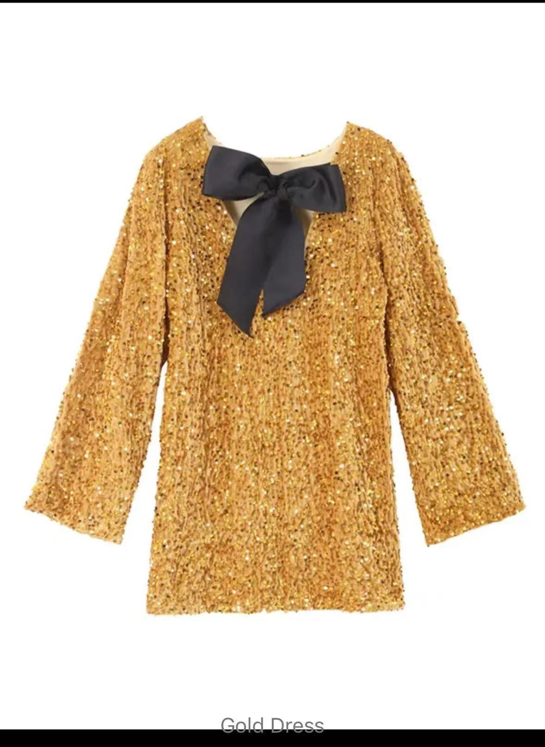 Dame Glamourøs Mini Kjole med Funklende Palietter og Elegante Puff Ærmer