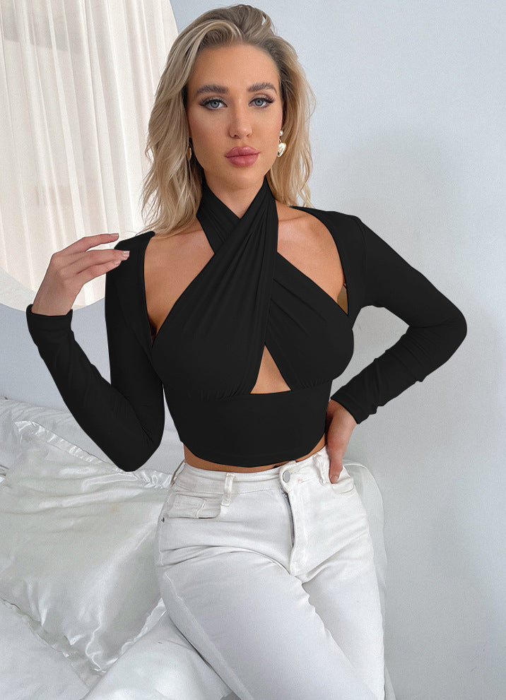 Dame Cropped Top med innovativt indpakningsdesign Skovae