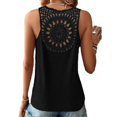 Dame Hæklenet Casual Tanktop Stilla