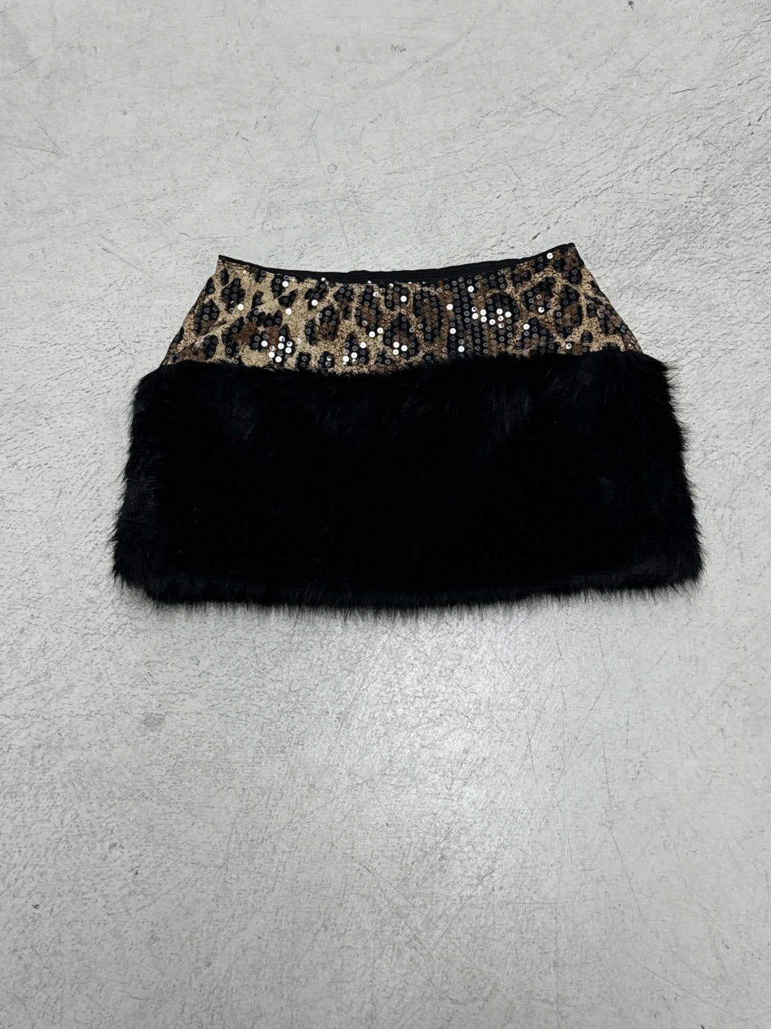 Dame glitrende leopardmønster overdel med kunstpelsdetalje Skovae