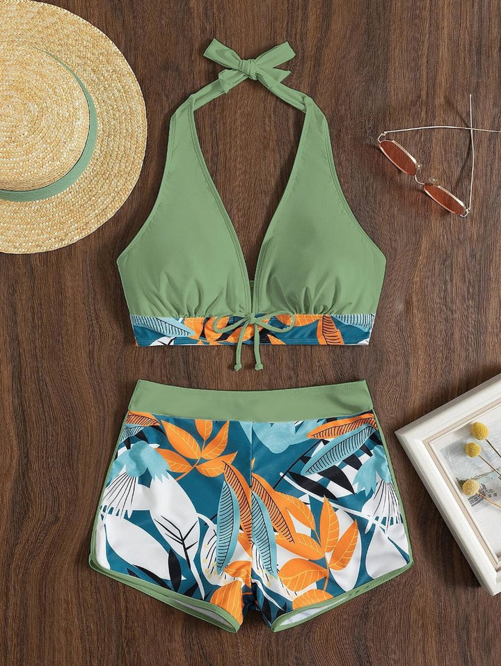 Dame Sporty bikini sæt med blomsterdesign Skovae
