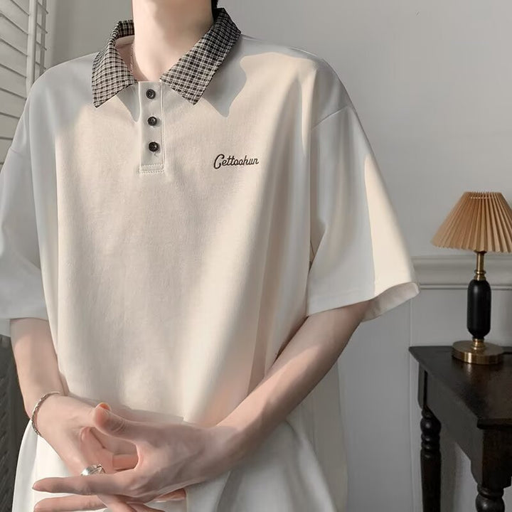 Herrer Polo-Shirt med kontrastfarvet krave og afslappet snit Stilla