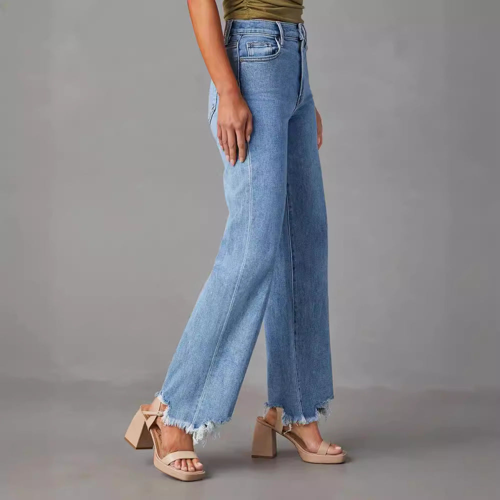 Dame Løst skåret Jeans med frynset kant Stilla