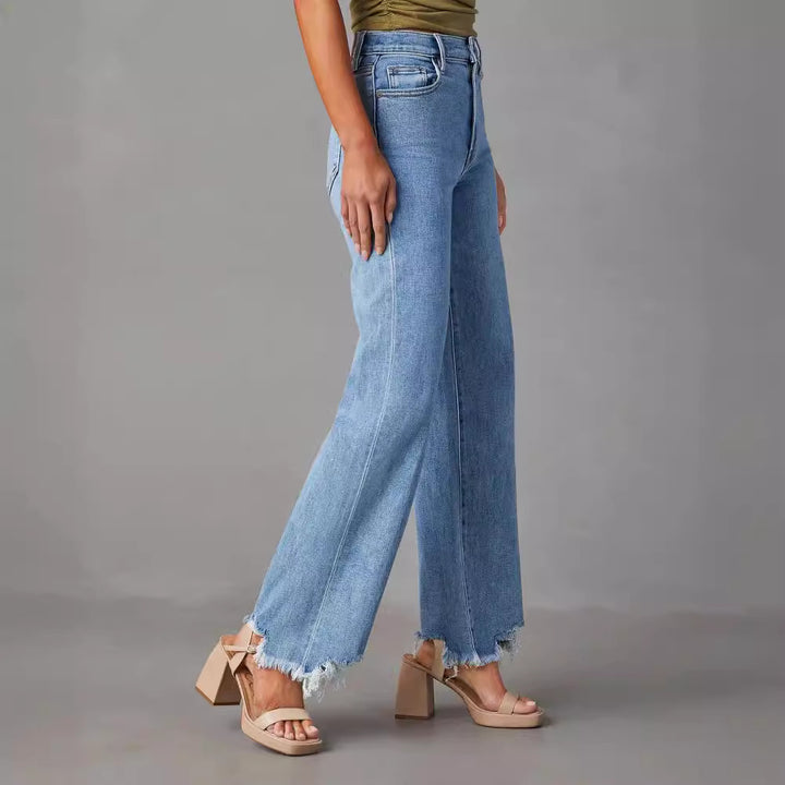 Dame Løst skåret Jeans med frynset kant Stilla