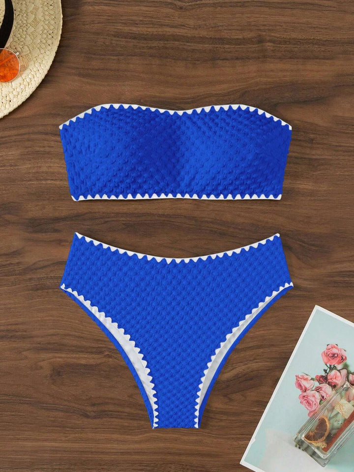 Dame bandeau-bikini med struktureret overflade Skovae