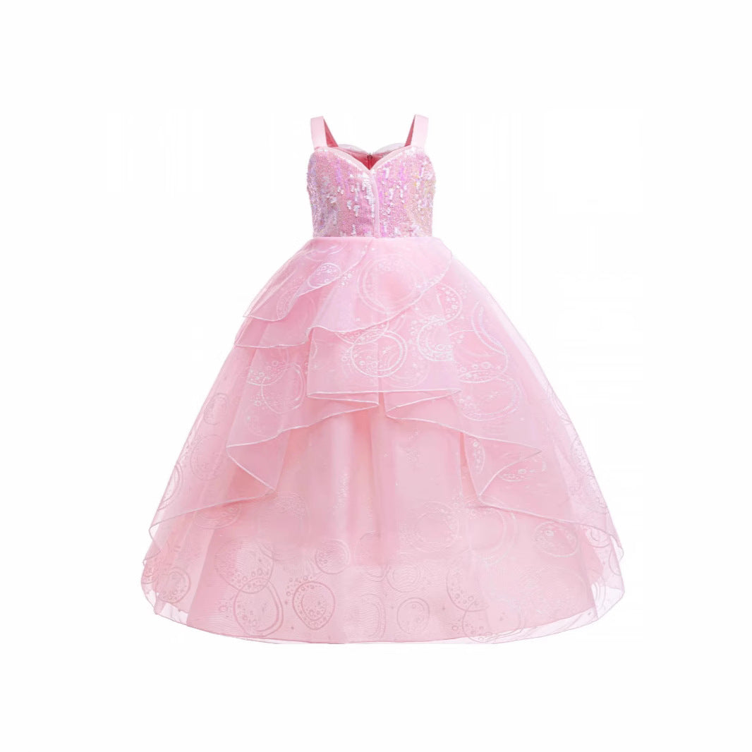 Glinda Cosplay Kjole – Rosa Prinsesse Ballkjole til Piger (Bryllup, Scene) Skovae