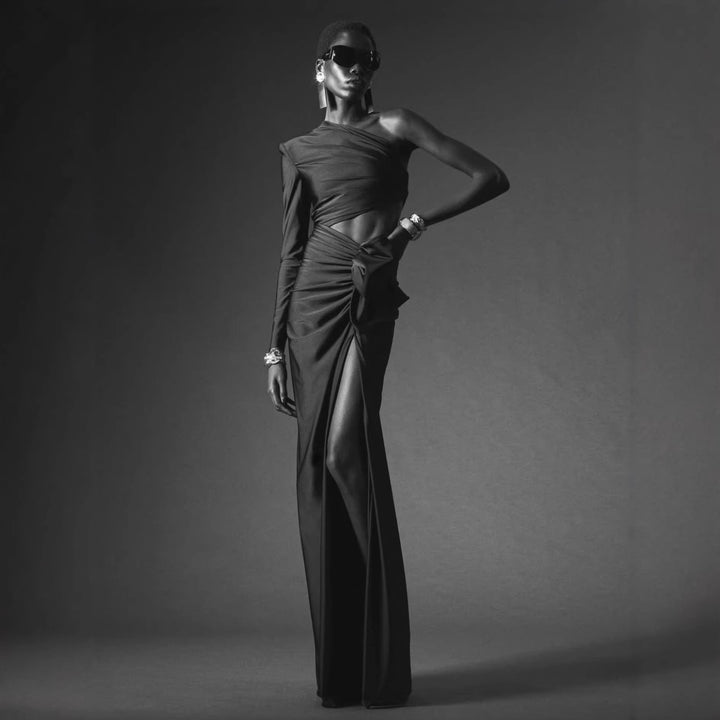 Dame Elegant Maxikjole med asymmetrisk design og swaying nederdel Skovae