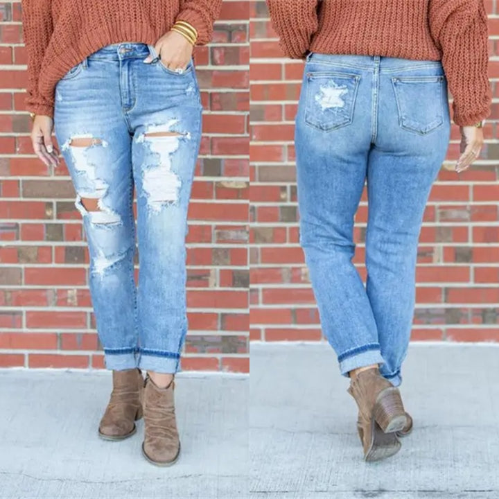 Dame Ripped Boyfriend Jeans med afslappet pasform Stilla