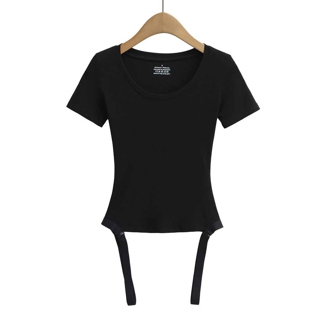 Dame Kortærmet T-shirt med smart knude-design Stilla