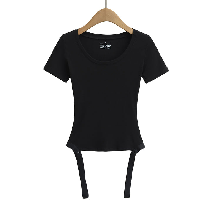 Dame Kortærmet T-shirt med smart knude-design Stilla