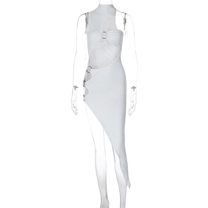 Dame figursyet asymmetrisk kjole med raffinerede cut-outs og fashionable detaljer Skovae