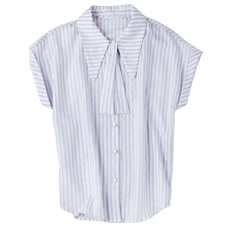 Dame stribet bluse med elegant krave og kvalitetsdetaljer Stilla
