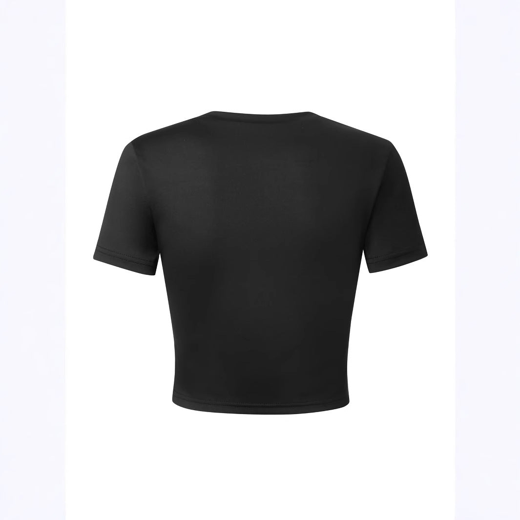 Dame T-shirt med glade kirsebærmønstre og høj kvalitet bomuldsstof Skovae