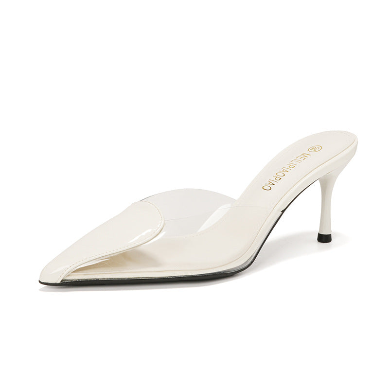 Dame elegante transparente pumps med moderne spidse tå og delikat plateau Stilla