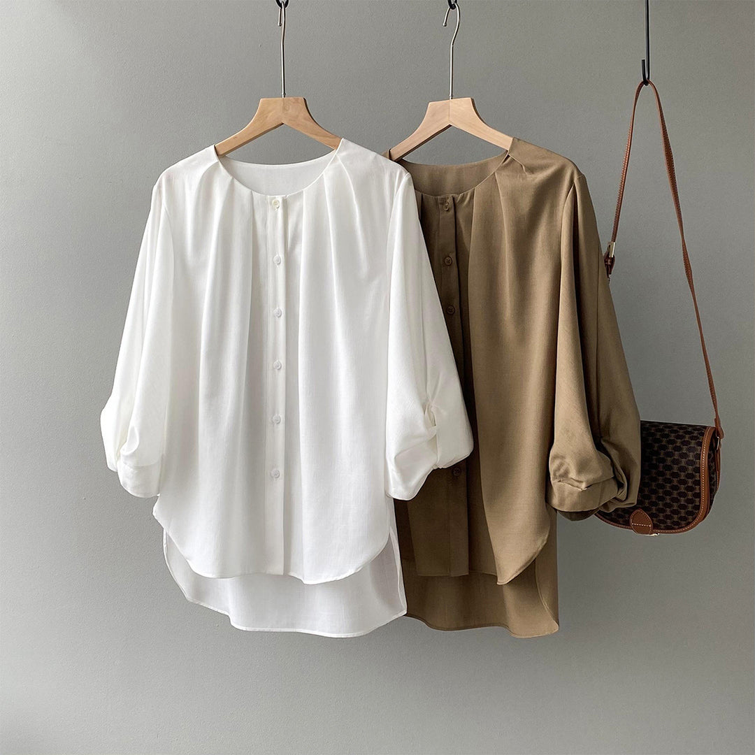 Dame bluse top med elegant knapdetaljer Stilla