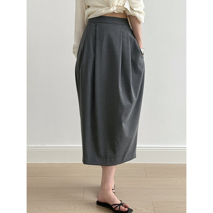 Dame moderne blyantskørt med elegante folder Stilla