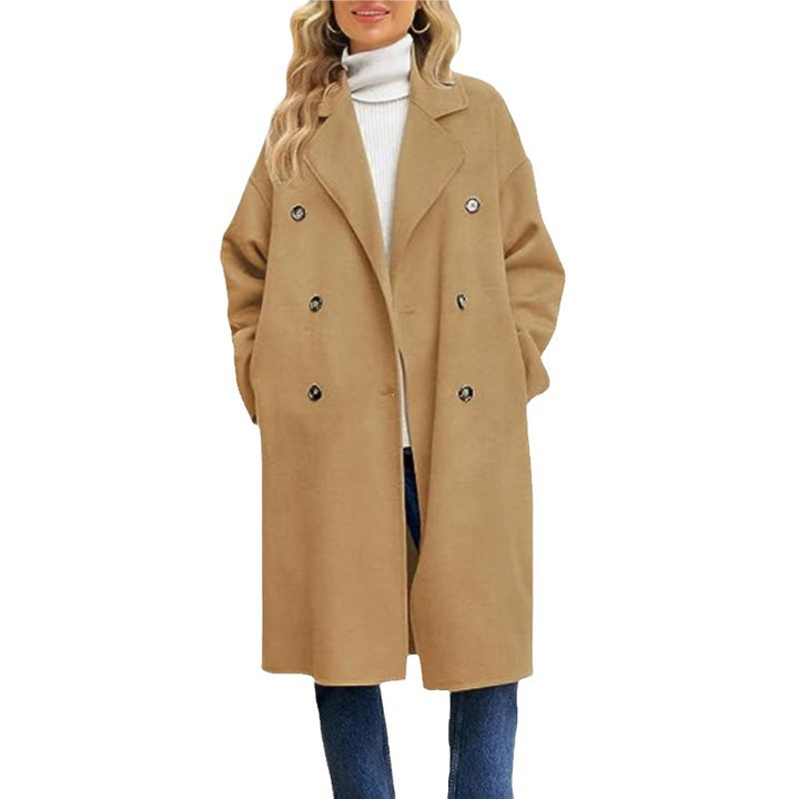 Dame elegant trenchcoat med dobbelt knappelukning og rummelig skæring Stilla