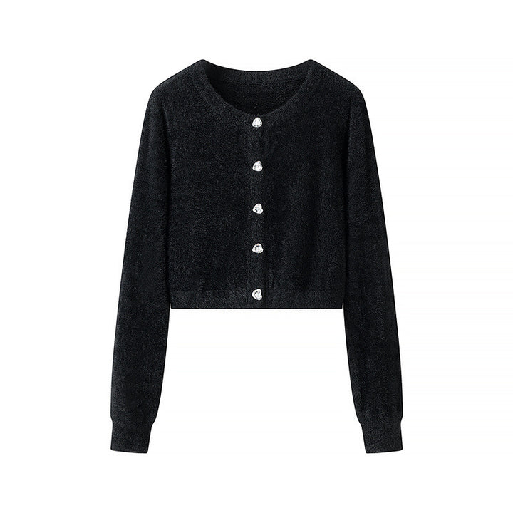 Kvindernes korte cardigan med shiny knapper Stilla