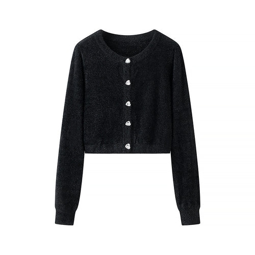 Kvindernes korte cardigan med shiny knapper Stilla