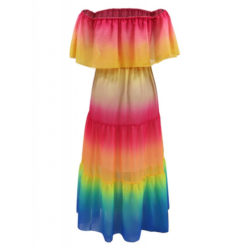 Dame Off-Shoulder Lag Maxi Kjole Stilla