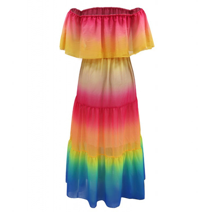 Dame Off-Shoulder Lag Maxi Kjole Stilla