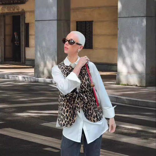 Dame Leo-udskæring vest med justerbar sløjfe og afslappet design Stilla