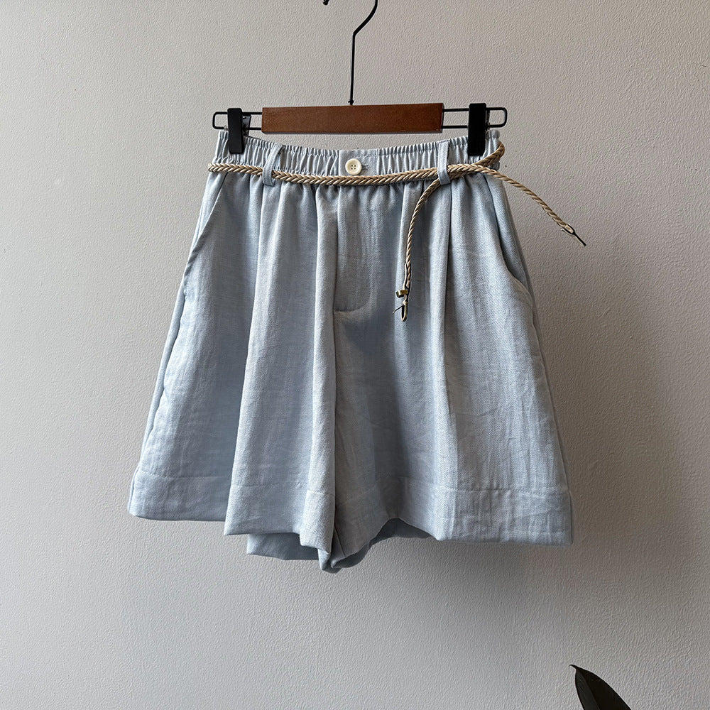 Dame casual shorts med elastisk liv og taljebånd Stilla