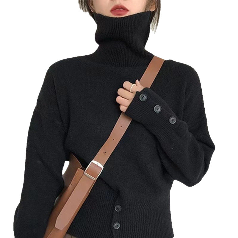 Kvinderne hyggelige turtleneck sweater med knapdetaljer Stilla