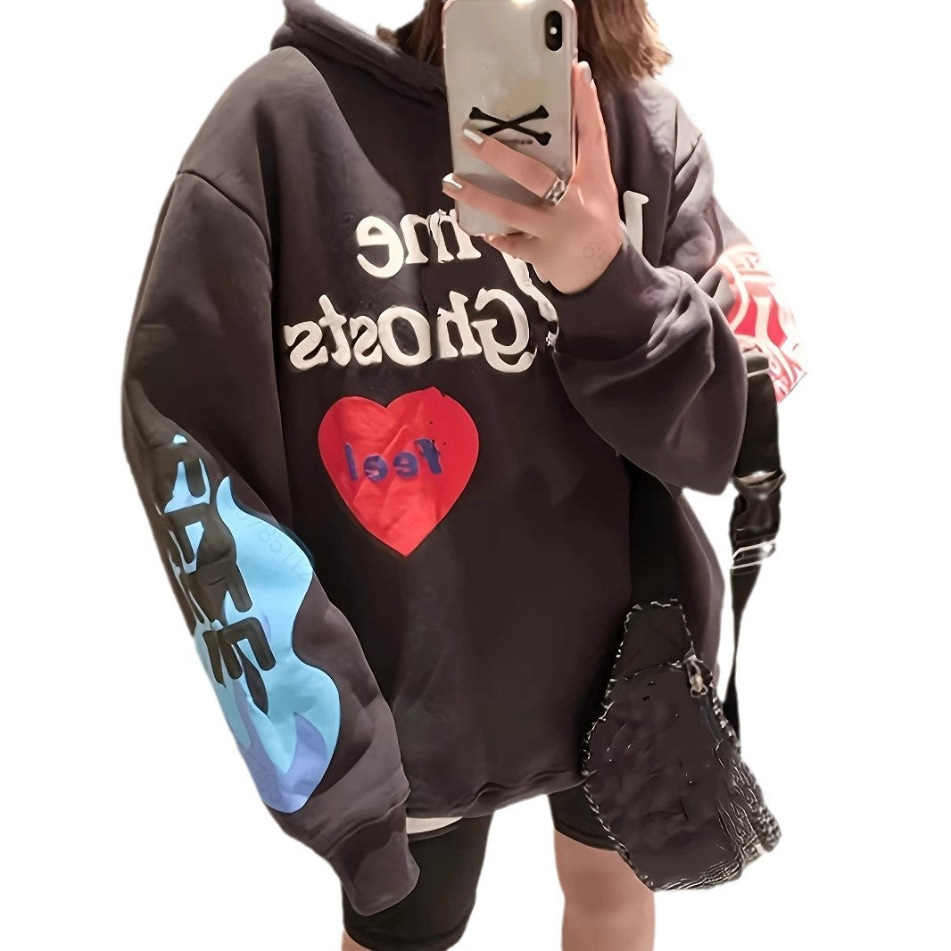 Dame Grafisk Print Oversized Hoodie Stilla