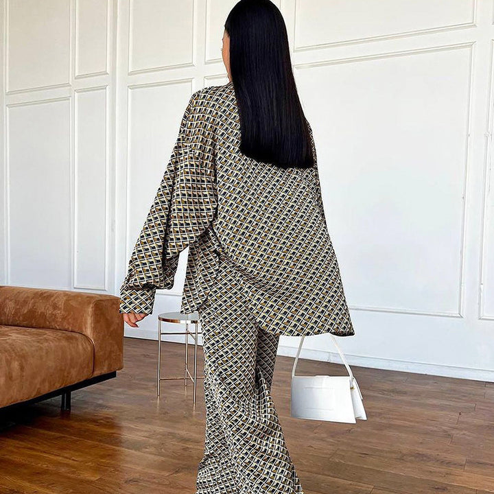 Dame elegant sæt med kimono-top og gulvlange bukser Stilla