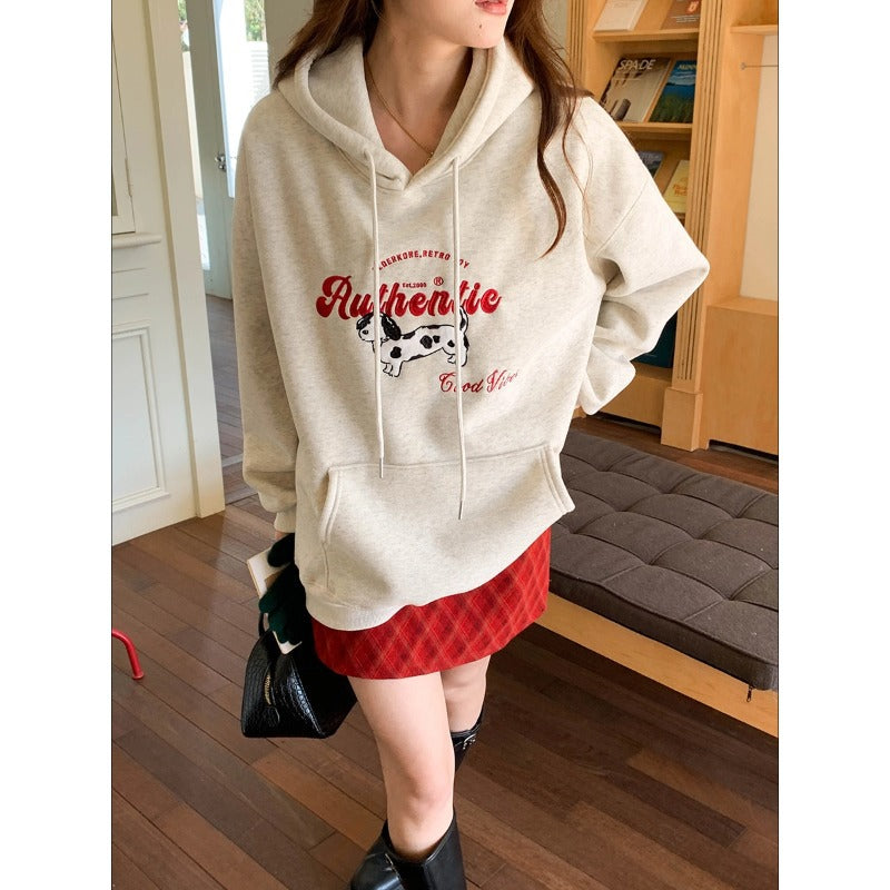 Dame Oversized Hoodie med Kreativ Print Stilla