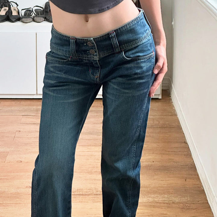 Dame Bootcut Jeans med høj talje og sidelommer Skovae