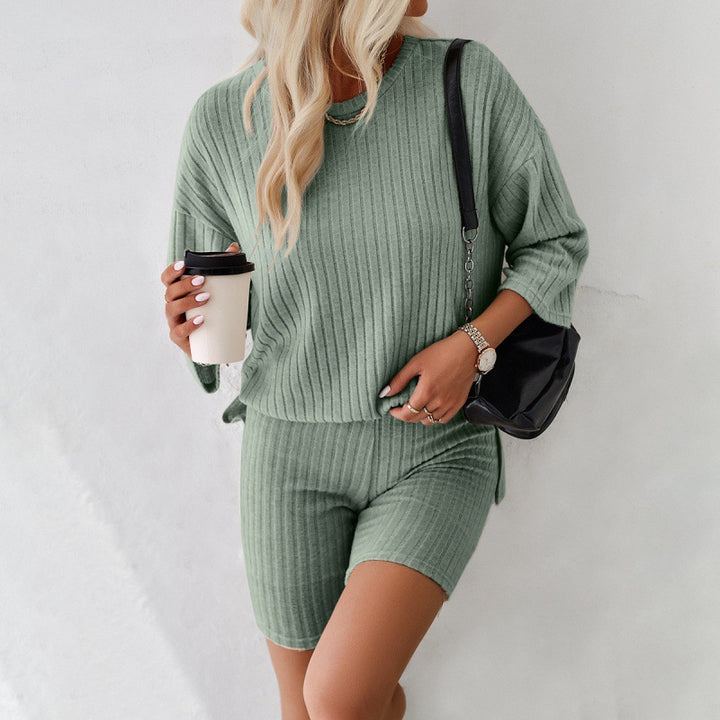Damer Casual Strik-Top med moderne snit og shorts-omslagslook Stilla