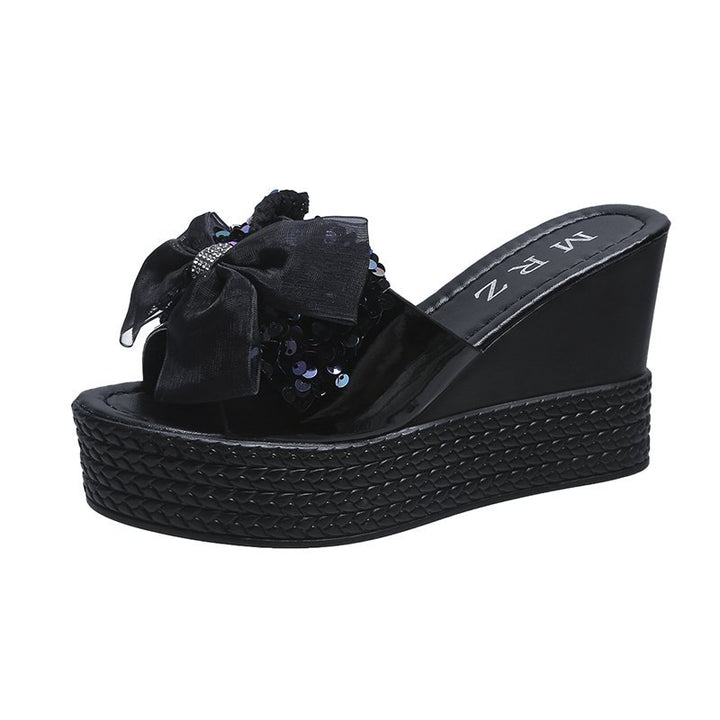 Dame mode Wedge-sandaler med glitrende paillet-detaljer og behagelig fodseng Stilla