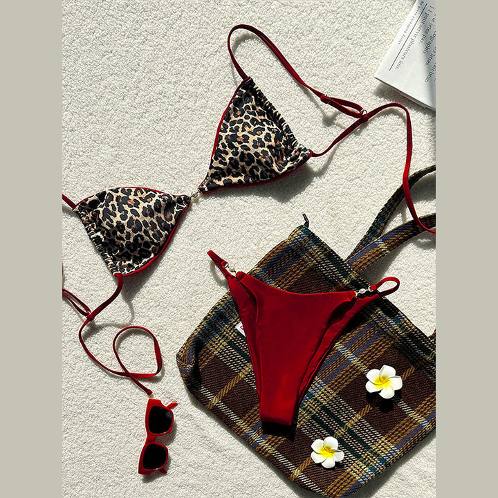 Dame Triangle-bikini med dyreprint og justerbare stropper Skovae