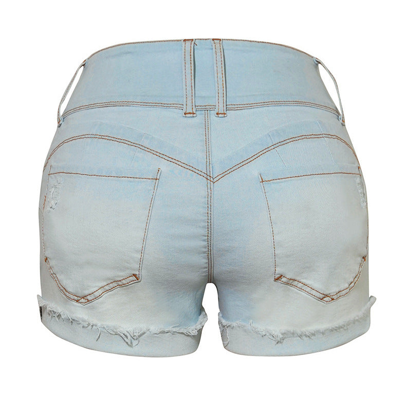 Dame Denim-shorts med høje taljebånd og afslappede vaskninger Stilla