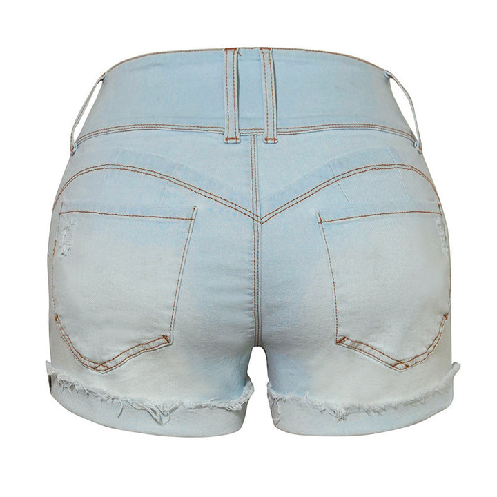 Dame Denim-shorts med høje taljebånd og afslappede vaskninger Stilla