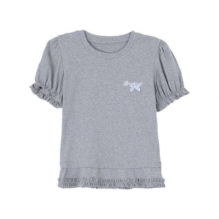 Damer elegant top med flæsedetaljer og charmerende logo Stilla