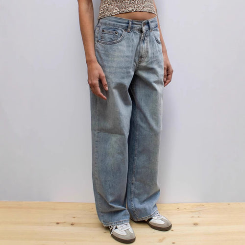 Dame brede jeans med afslappet snit og frynset kant Skovae