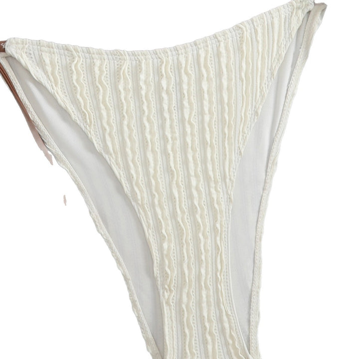 Dame triangelbikini med fin ribbestruktur og elegante bindebånd Skovae