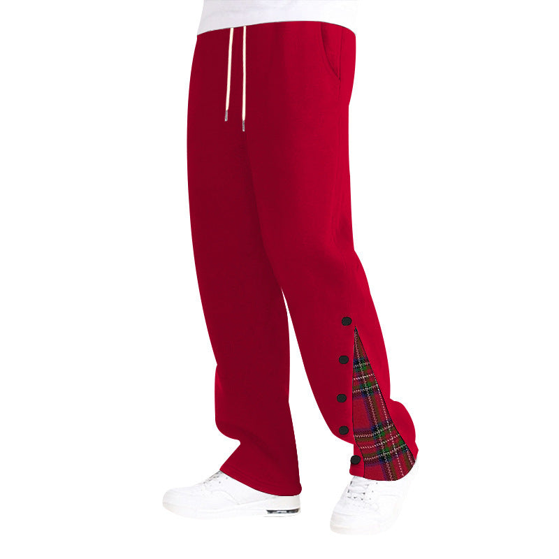 Unisex nan bred Relax-Joggingbukser med sidelæns trykknapliste og ternet indlæg Skovae