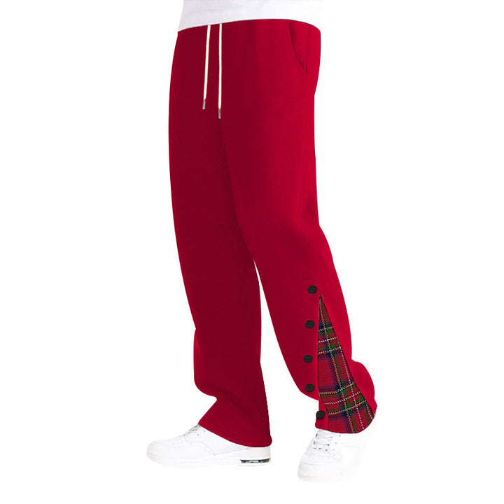 Unisex nan bred Relax-Joggingbukser med sidelæns trykknapliste og ternet indlæg Skovae