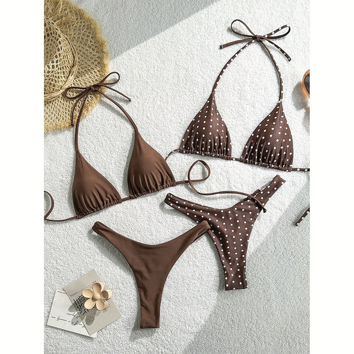 Dame Triangel-Bikini-sæt med raffinerede detaljer Skovae