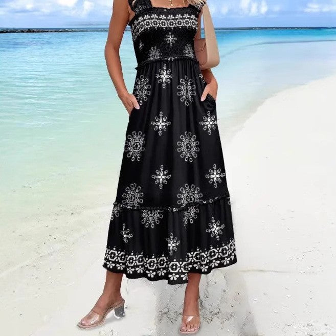 Dame Strapless Blomster Maxi Kjole Stilla
