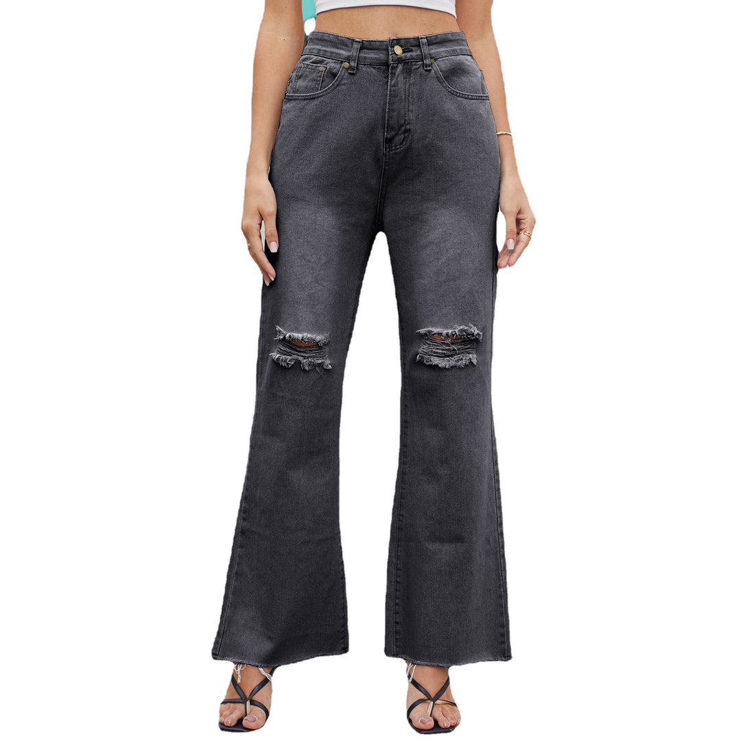 Dame løst skårne jeans med destroyed-detaljer Stilla