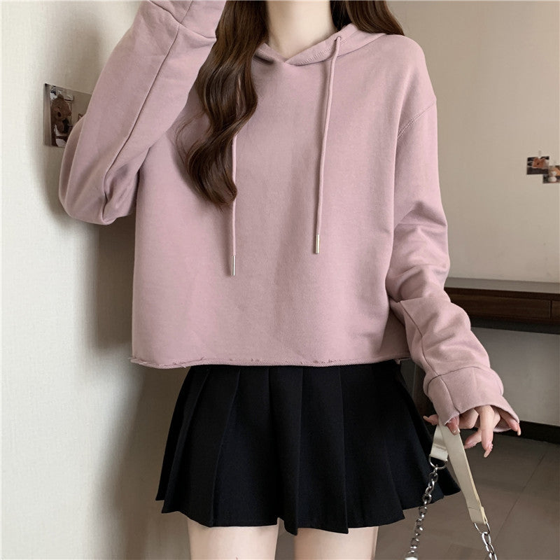 Dame Cropped Hoodie med justerbare snore Stilla