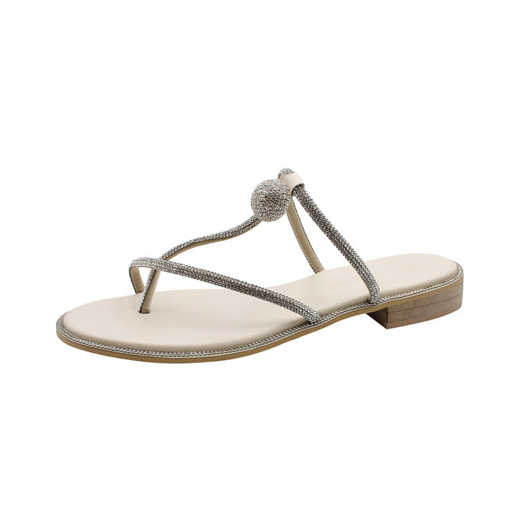 Dame flip-flops med glamorøs glitrende pynt og behagelig indersål Stilla