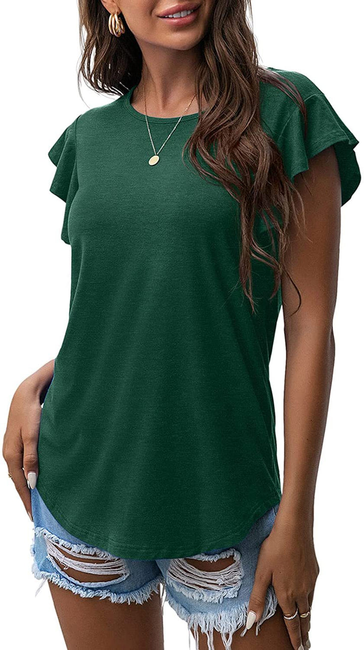Dame afslappet T-shirt med flæsedetaljer Stilla