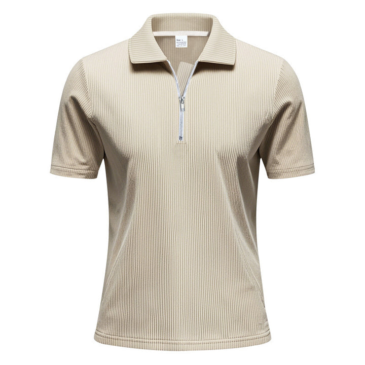 Unisex nan kortærmet halvzip-polo i ribbet jersey med skjortekrave Skovae